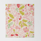 Wonderful ditsy holiday joy pink Throw Blanket Gallery Image 2