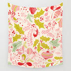 Wonderful ditsy holiday joy pink Wall Tapestry Gallery Image 4