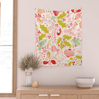 Wonderful ditsy holiday joy pink Wall Tapestry Gallery Image 2