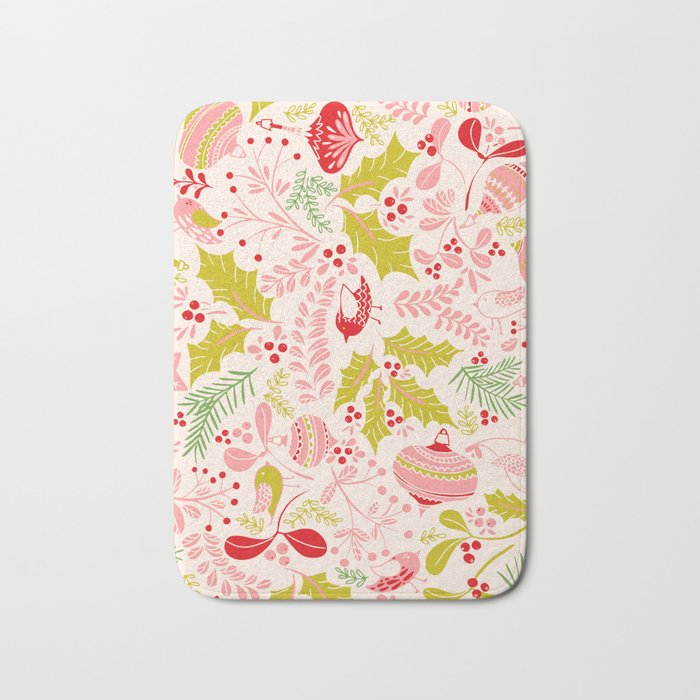 Wonderful ditsy holiday joy pink Bath Mat Gallery Image 1