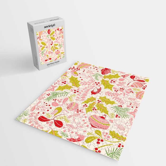 Wonderful ditsy holiday joy pink Jigsaw Puzzle Gallery Image 2
