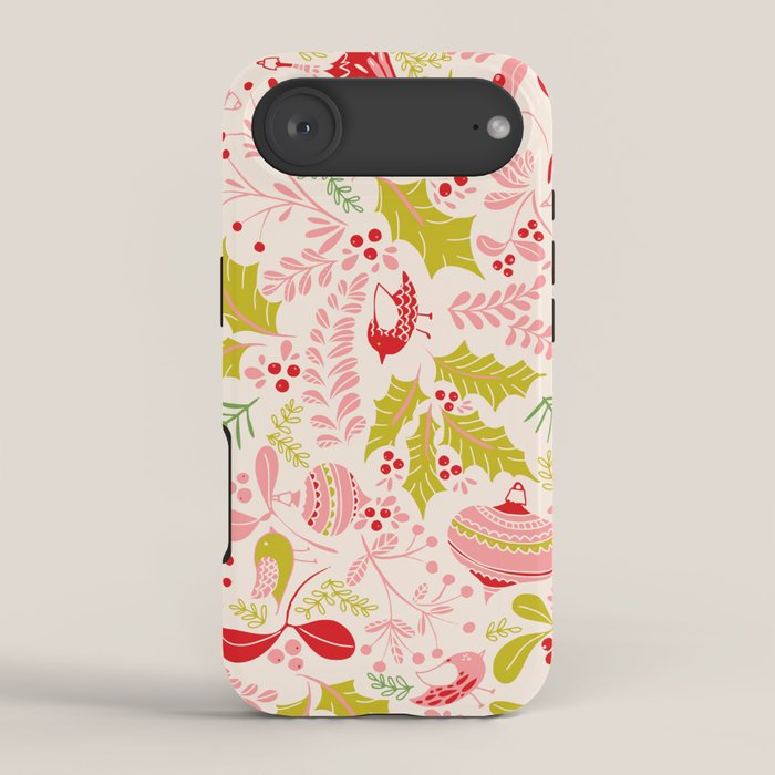 Wonderful ditsy holiday joy pink iPhone Case Gallery Image 2