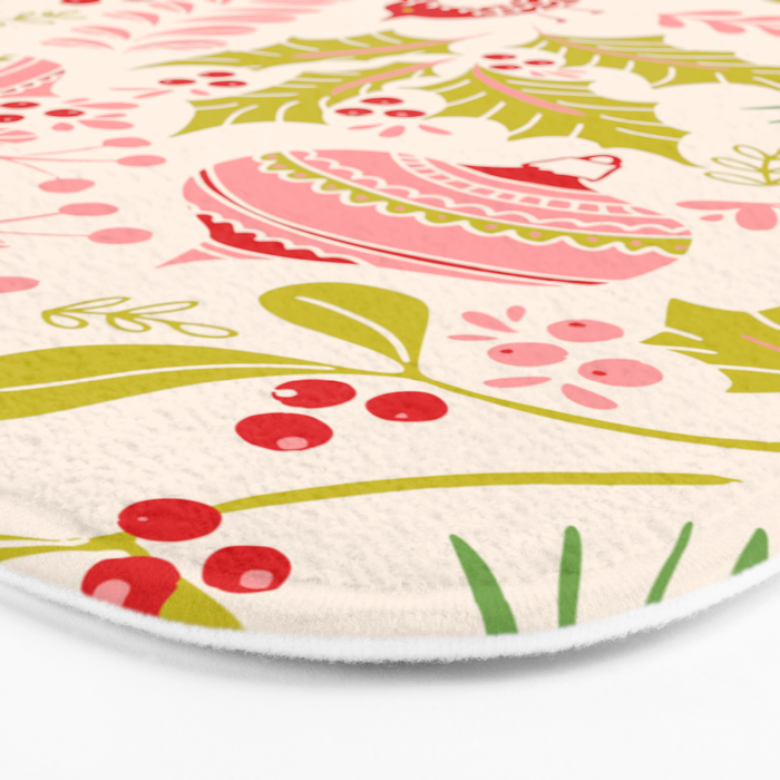 Wonderful ditsy holiday joy pink Bath Mat Gallery Image 3