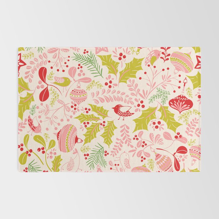 Wonderful ditsy holiday joy pink Rug Gallery Image 2