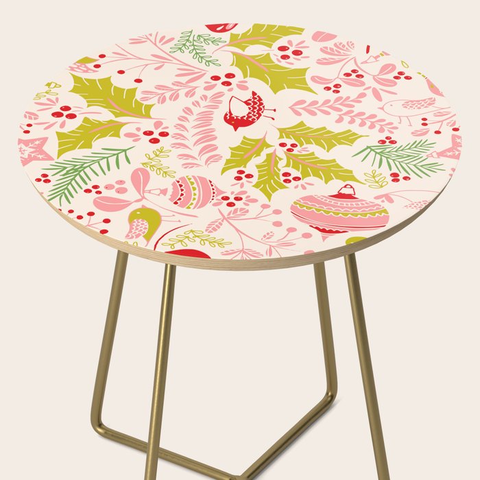 Wonderful ditsy holiday joy pink Side Table Gallery Image 2
