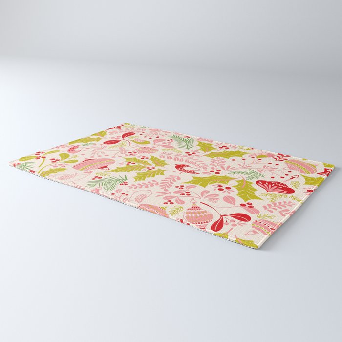 Wonderful ditsy holiday joy pink Rug Gallery Image 3