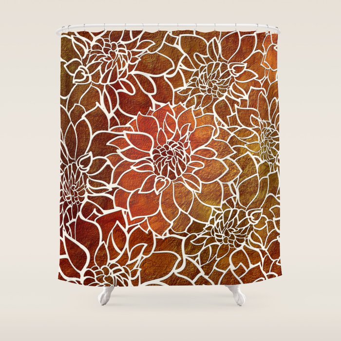 Dahlia Flower Pattern 18 Shower Curtain Gallery Image 1