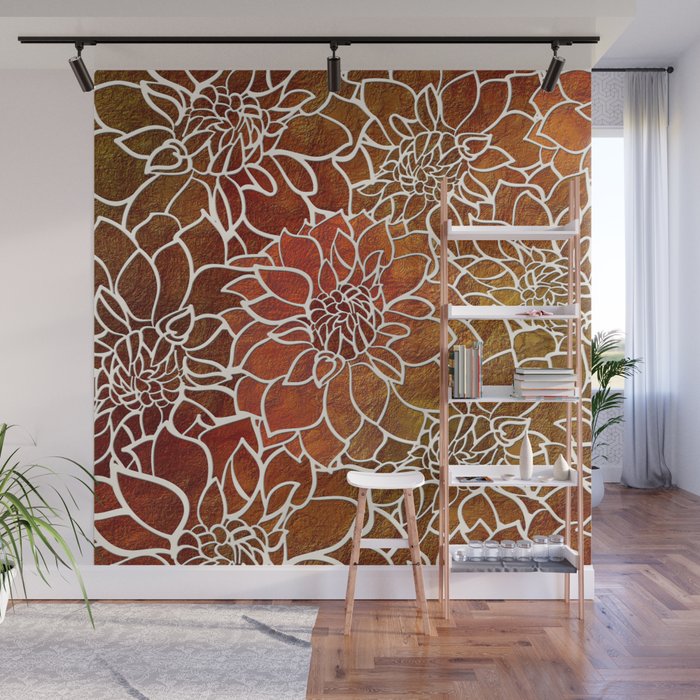 Dahlia Flower Pattern 18 Wall Mural
