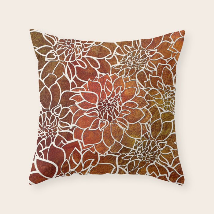 Dahlia Flower Pattern 18 Throw Pillow Gallery Image 6