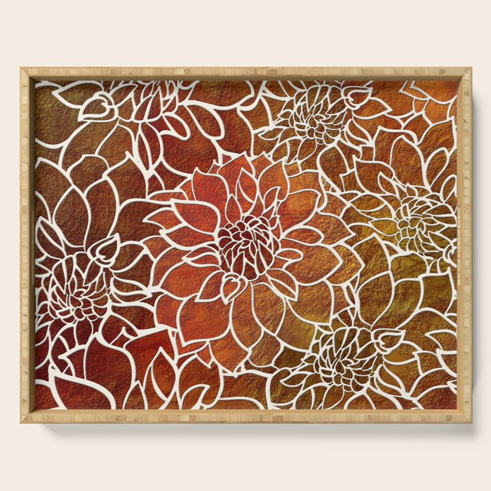 Dahlia Flower Pattern 18 Serving Tray Gallery Image 1