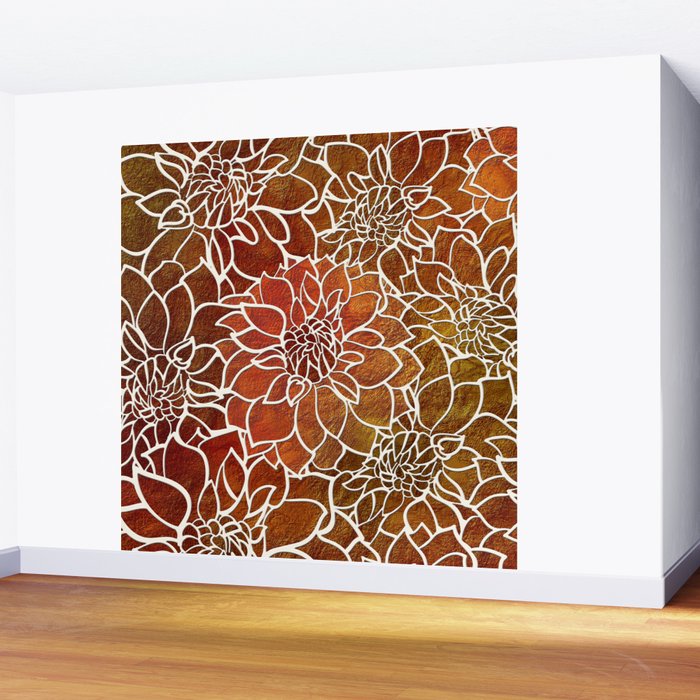 Dahlia Flower Pattern 18 Wall Mural Gallery Image 2