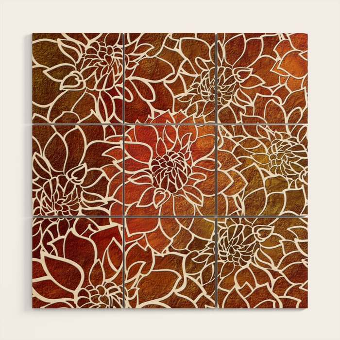 Dahlia Flower Pattern 18 Wood Wall Art Gallery Image 1