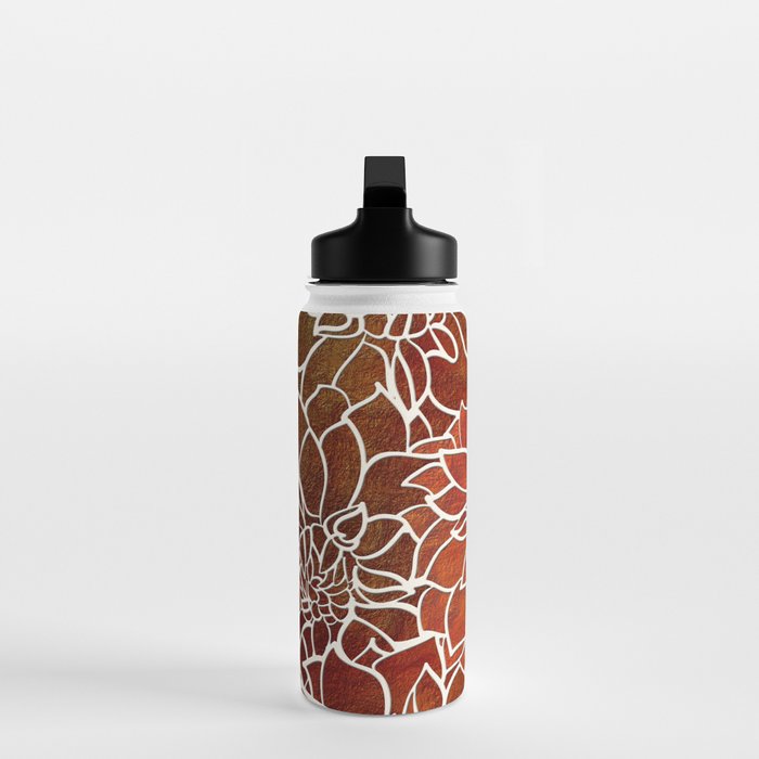 Dahlia Flower Pattern 18 Water Bottle Gallery Image 3