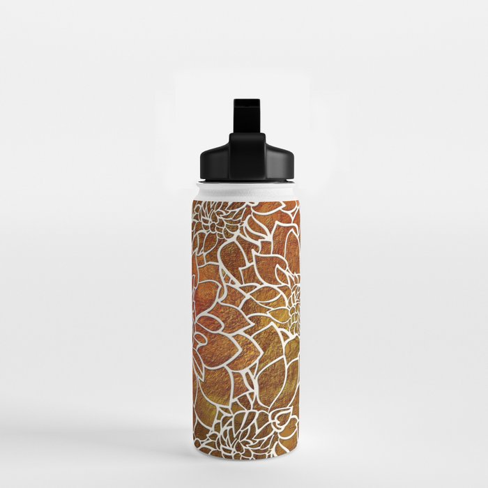 Dahlia Flower Pattern 18 Water Bottle Gallery Image 2