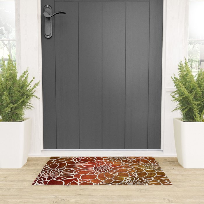 Dahlia Flower Pattern 18 Welcome Mat Gallery Image 3