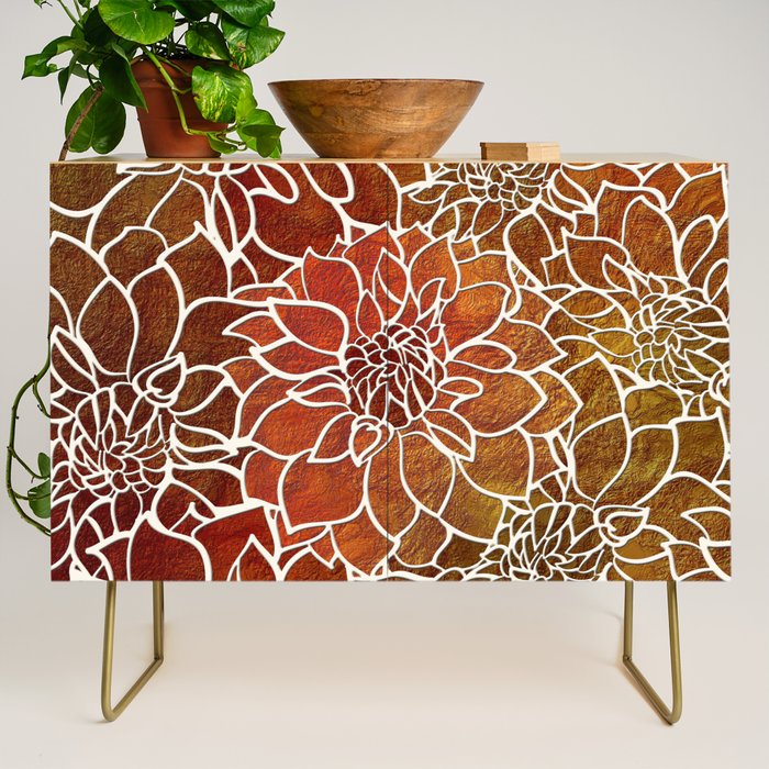 Dahlia Flower Pattern 18 Credenza Gallery Image 1