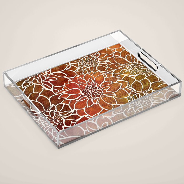 Dahlia Flower Pattern 18 Acrylic Tray Gallery Image 1