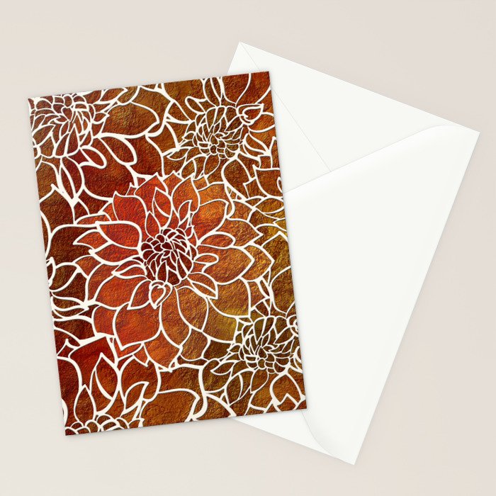 Dahlia Flower Pattern 18 Stationery Card Gallery Image 2