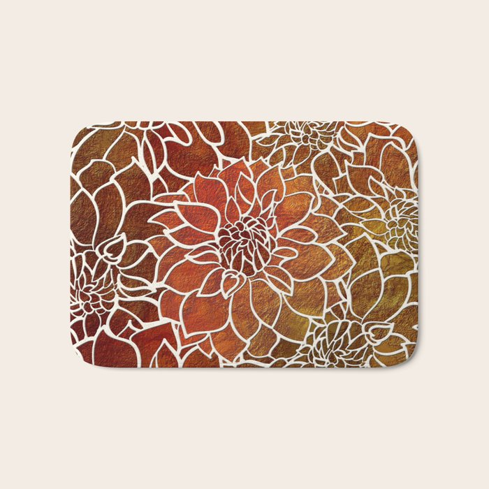 Dahlia Flower Pattern 18 Bath Mat Gallery Image 1