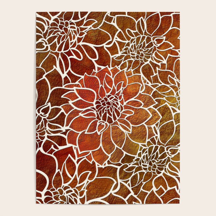 Dahlia Flower Pattern 18 Poster Gallery Image 4