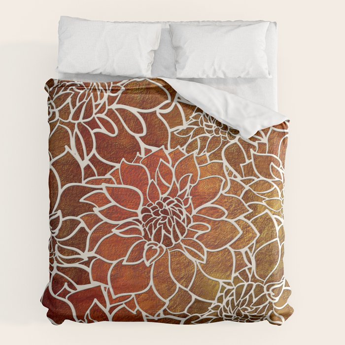 Dahlia Flower Pattern 18 Duvet Cover Gallery Image 2