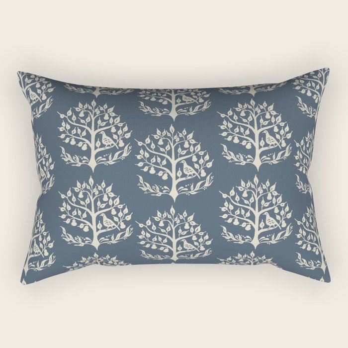 Partridge in a Pear Tree - Blue Rectangular Pillow Gallery Image 2