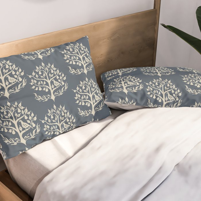 Partridge in a Pear Tree - Blue Pillow Sham Gallery Image 2