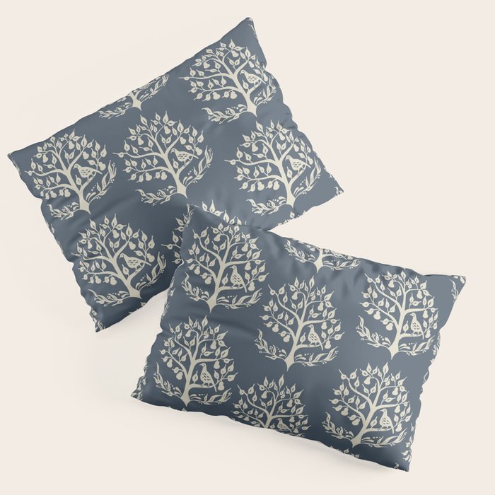 Partridge in a Pear Tree - Blue Pillow Sham Gallery Image 3