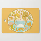 mushy love mushroom longboard surf // retro art by surfy birdy Cutting Board Gallery Image 1