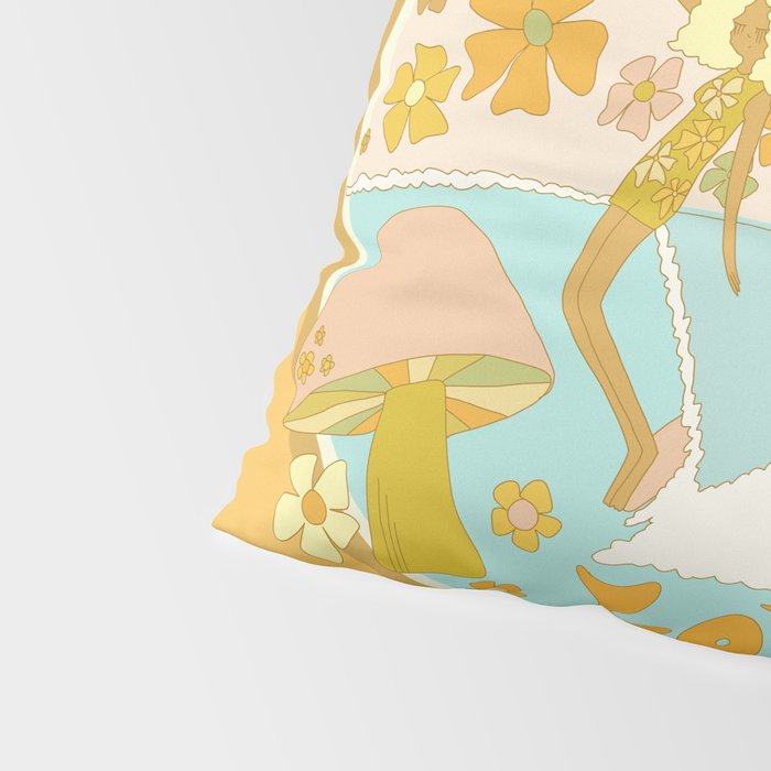 mushy love mushroom longboard surf // retro art by surfy birdy Pillow Sham Gallery Image 4