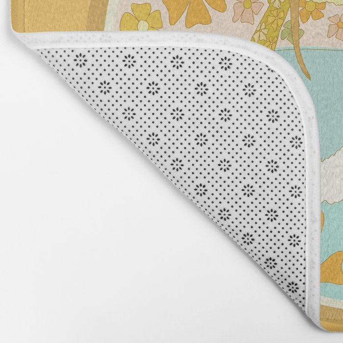 mushy love mushroom longboard surf // retro art by surfy birdy Bath Mat Gallery Image 2