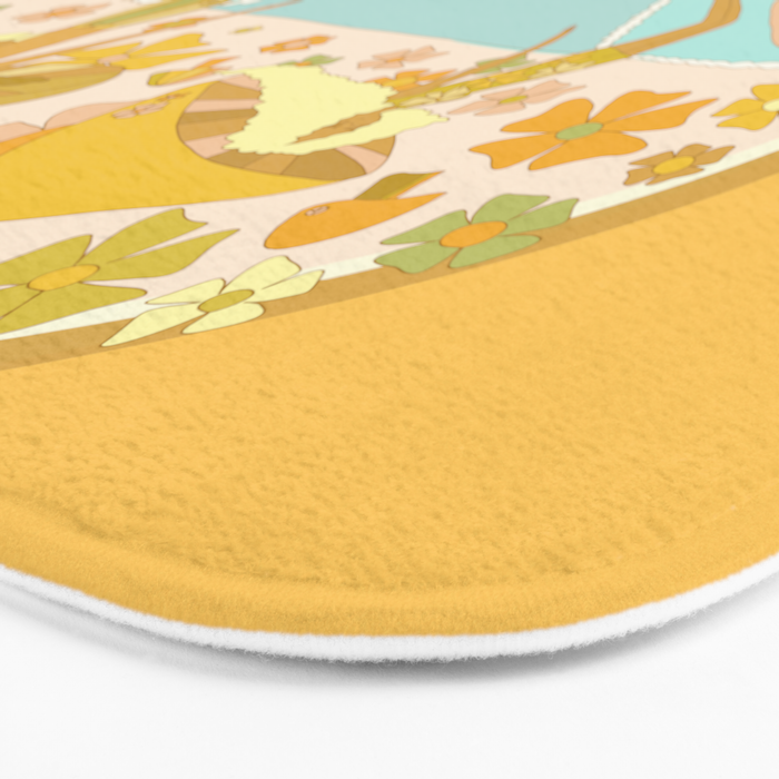 mushy love mushroom longboard surf // retro art by surfy birdy Bath Mat Gallery Image 3