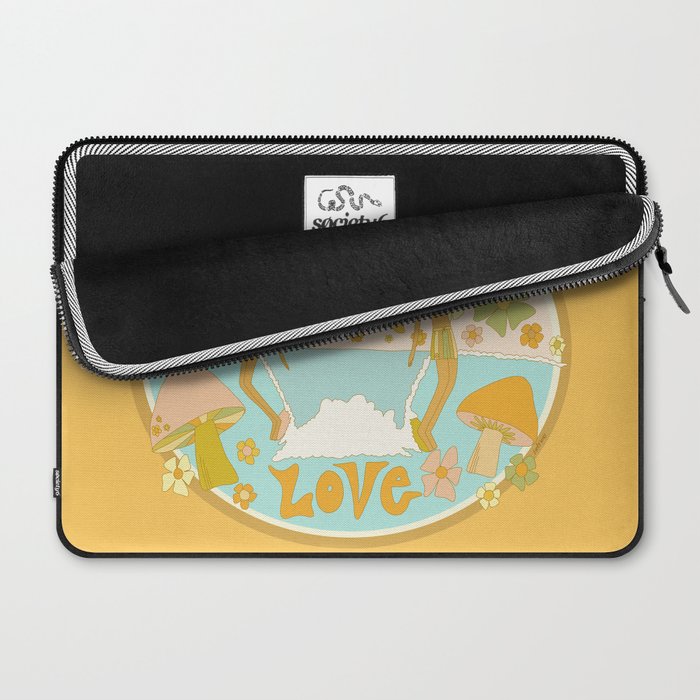 mushy love mushroom longboard surf // retro art by surfy birdy Laptop Sleeve Gallery Image 2