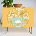 mushy love mushroom longboard surf // retro art by surfy birdy Credenza Gallery Image 1