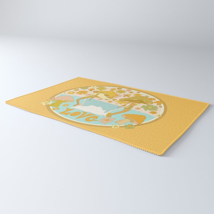 mushy love mushroom longboard surf // retro art by surfy birdy Rug Gallery Image 3