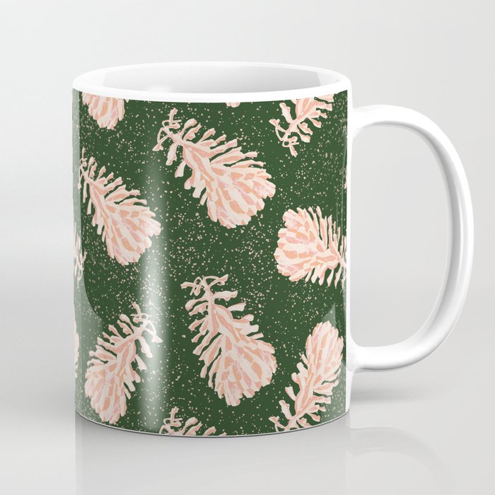 Dancing Pinecones in Forest Green & Pink Coffee Mug Gallery Image 1