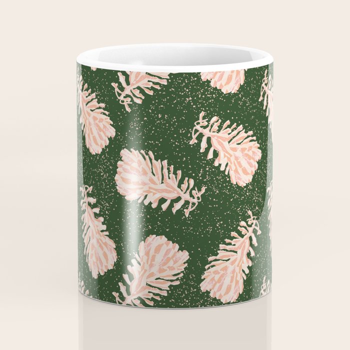 Dancing Pinecones in Forest Green & Pink Coffee Mug Gallery Image 4