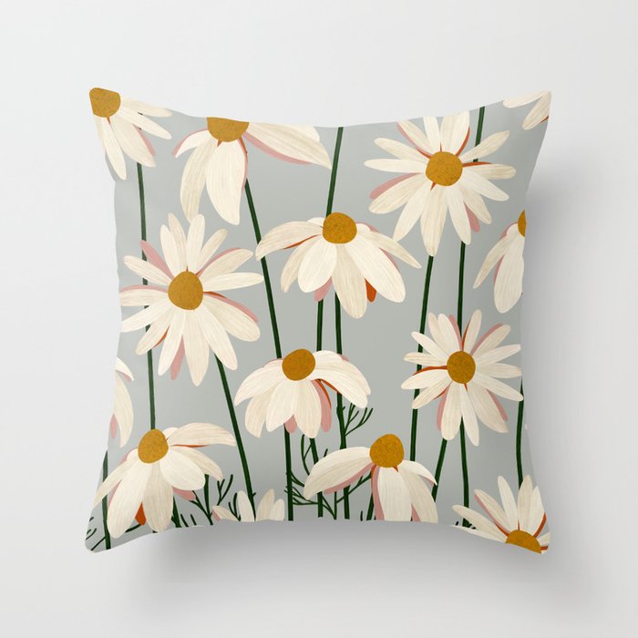 Chamomille pattern Throw Pillow Gallery Image 6