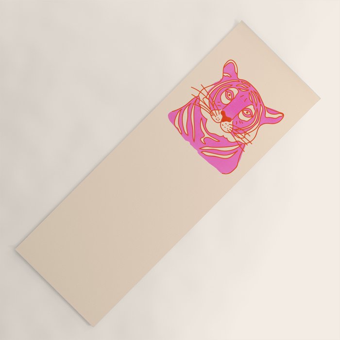 Hot Pink Tiger Portrait Yoga Mat Gallery Image 1