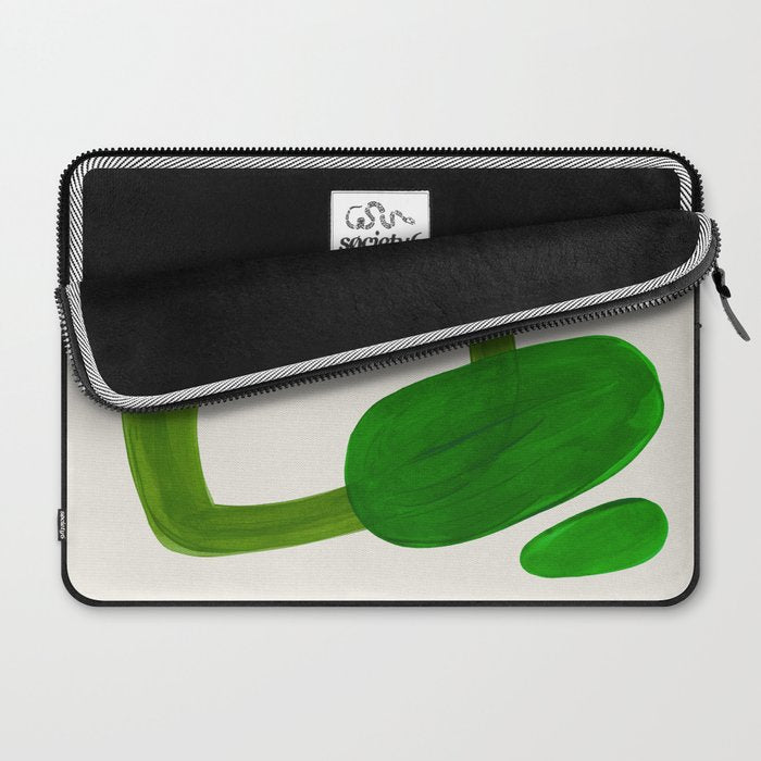 Minimalist Modern Mid Century Colorful Abstract Shapes Olive Green Retro Funky Shapes 60's Vintage Laptop Sleeve Gallery Image 2