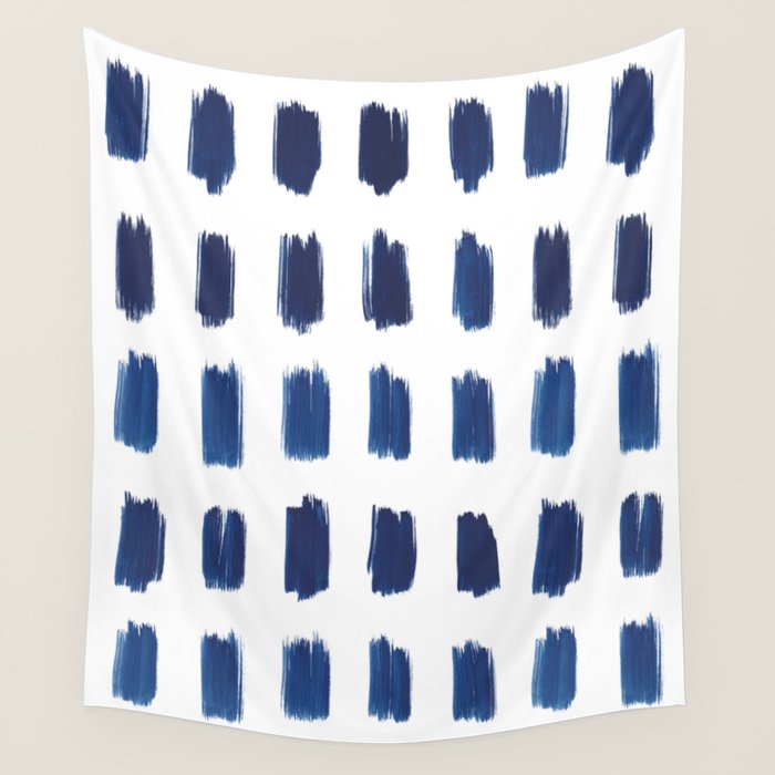 Indigo Abstract Brush Strokes | No. 6 Wall Tapestry Gallery Image 4