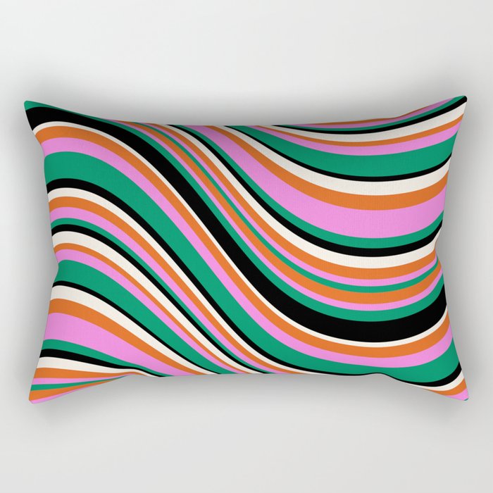 Wavy Stripes XIV - Bold Retro Rectangular Pillow Gallery Image 1