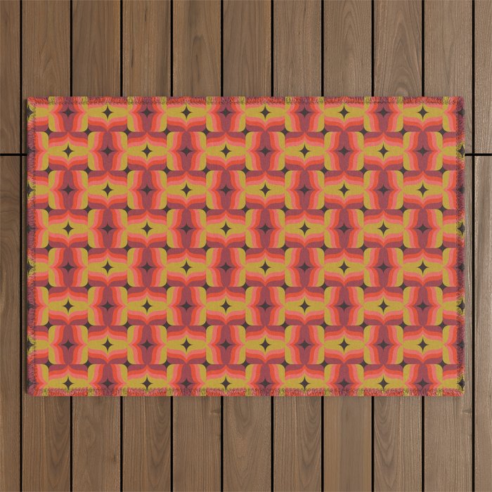 Retro Crimson Ceramic Outdoor Rug Gallery Image 1