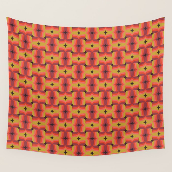 Retro Crimson Ceramic Wall Tapestry Gallery Image 1