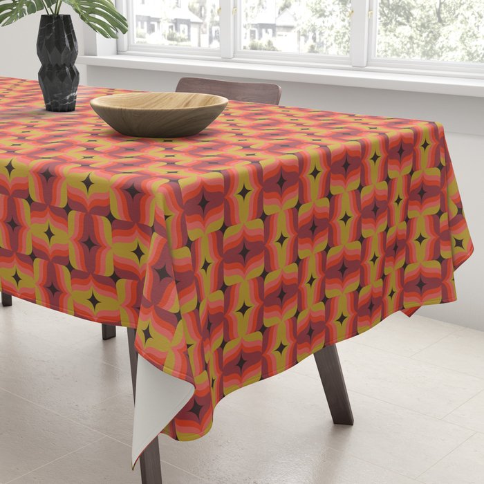 Retro Crimson Ceramic Tablecloth Gallery Image 3
