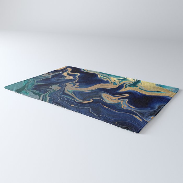DRAMAQUEEN - GOLD INDIGO MARBLE Rug Gallery Image 3