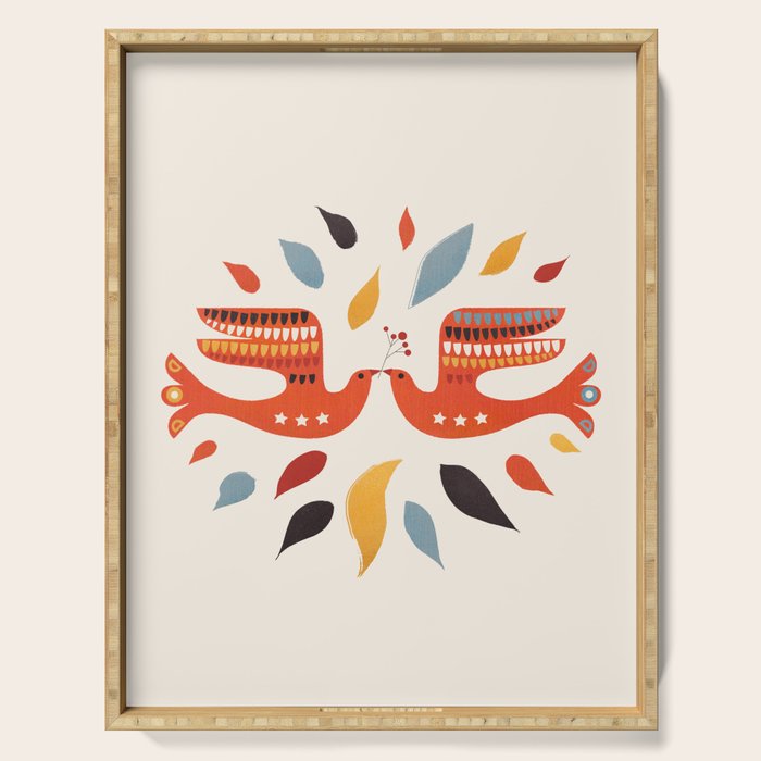 A Pair Of Festive Birds Serving Tray Gallery Image 1