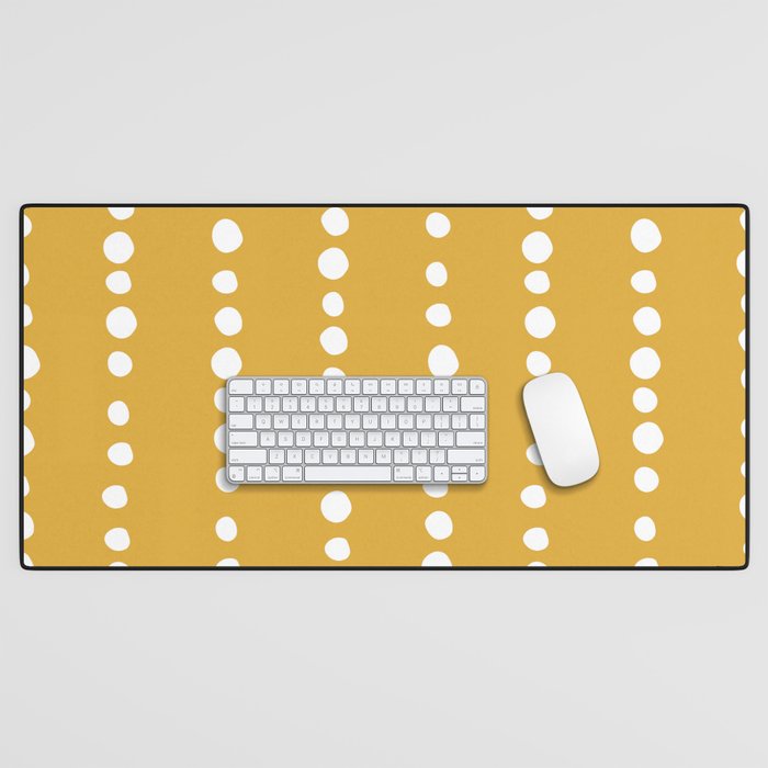 Spotted, Mustard Yellow, Boho Prints Desk Mat Gallery Image 1