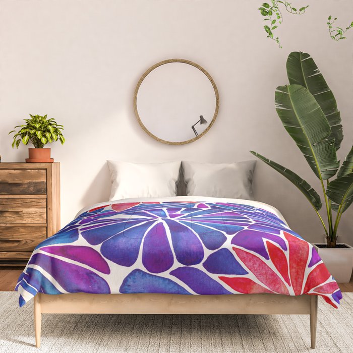 Water Lilies - Indigo & Red Palette Comforter Gallery Image 3