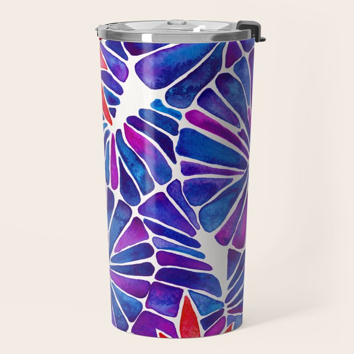Water Lilies - Indigo & Red Palette Travel Mug Gallery Image 2